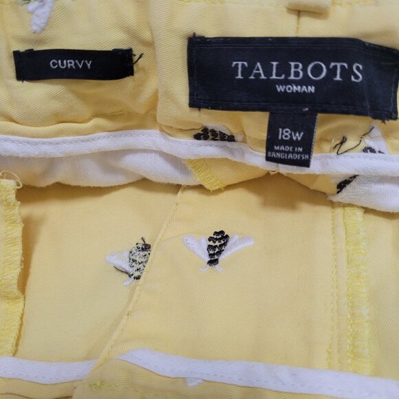 Talbots Yellow Embroidered Bees Curvy High Rise Cropped Pants 18W (37x25) - Picture 3 of 15